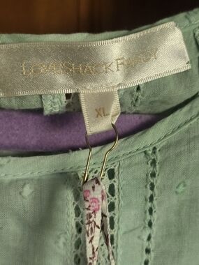 LoveShackFancy Mint Eyelet Top with Floral Tie